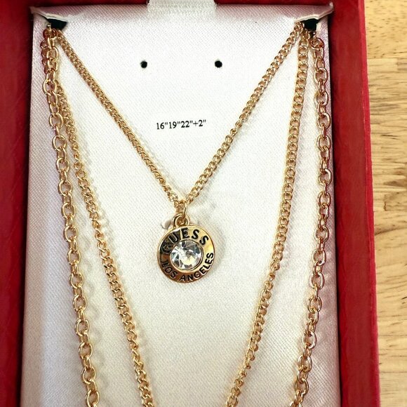 Guess Gold-Tone L.O.V.E. Layered Necklace Set With Heart Charm & Crystal Key Pen - Picture 6 of 9